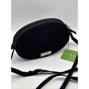 Vera Bradley CROSSBODY PURSE Zebra Flock BLACK Multi-Compartment POCKETS